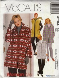2482 MCCALLS UNLINED OVERSIZED BOXY ZIPPY JACKET, VEST PATTERN 26W-32W
